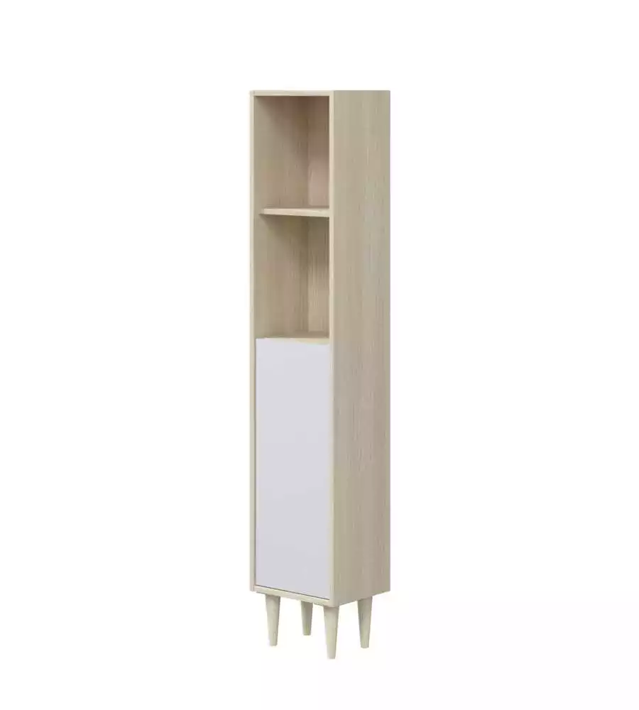 COLONNA BAGNO "VERONA" IN TRUCIOLARE MELAMINICO COLORE ROVERE E BIANCO, 30X25X150 CM